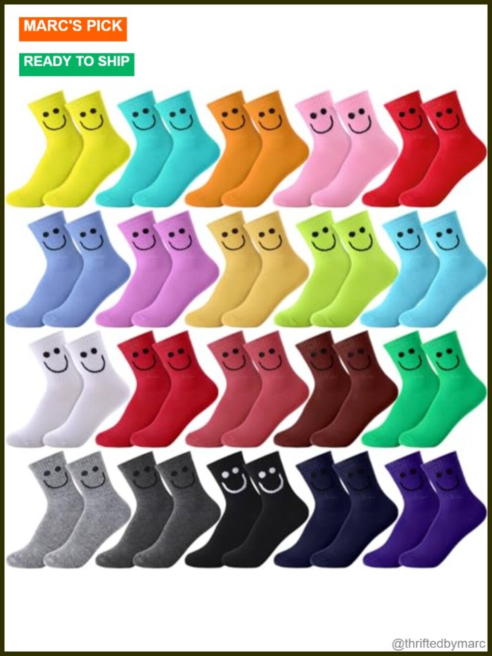20 Pack Funny Emotion Women's Crew Socks Cotton Blend Novelty Gift